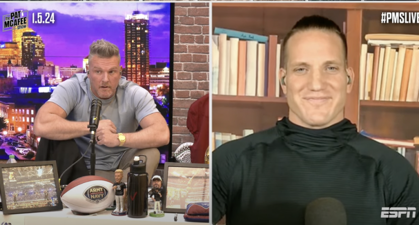 What channel is The Pat McAfee Show on ; AS ESPN star Pat McAfee publicly attacks network executive amid Aaron Rodgers controversy Key Points